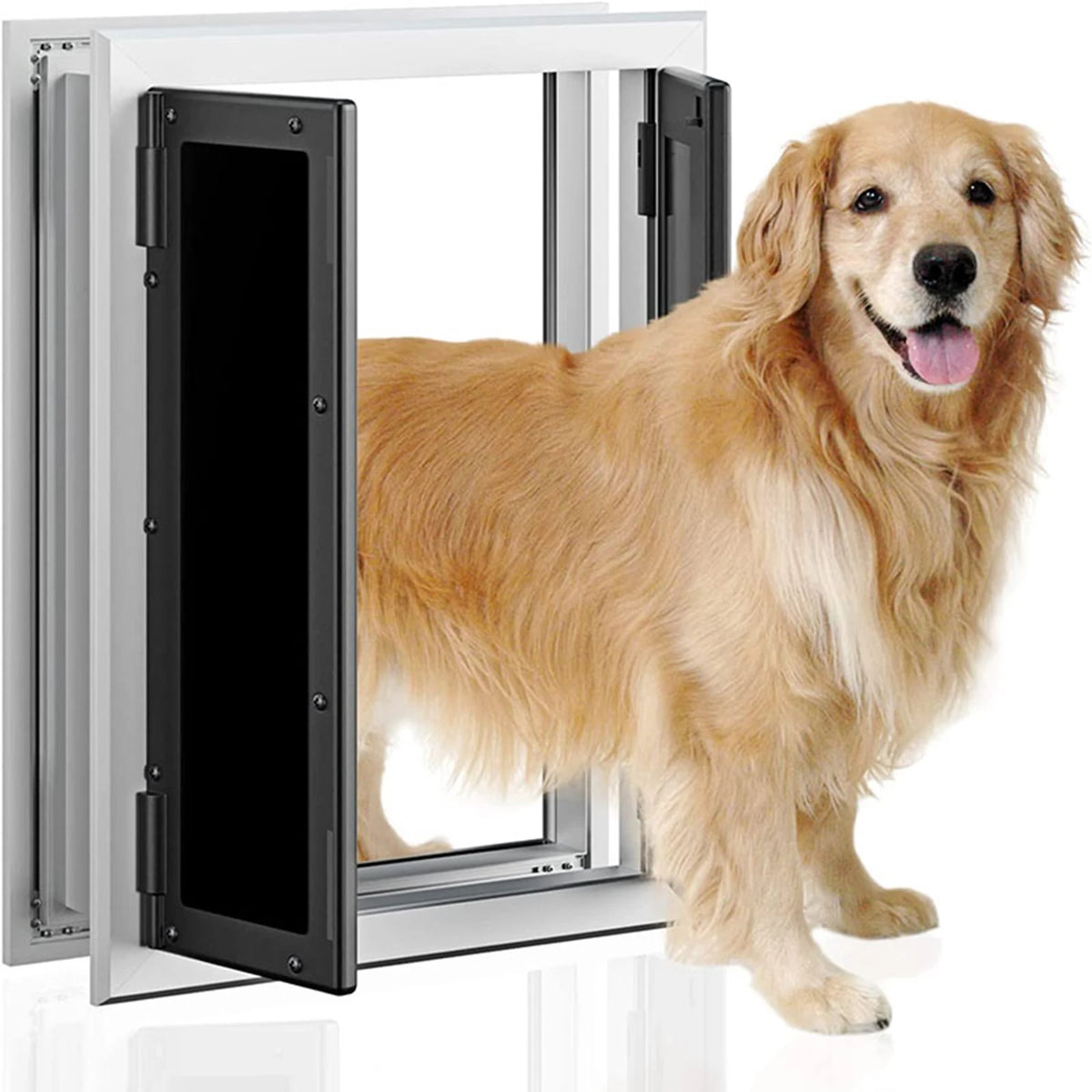 Aluminum Dog Door with Magnetic Flap – Lockable Large Pet Access