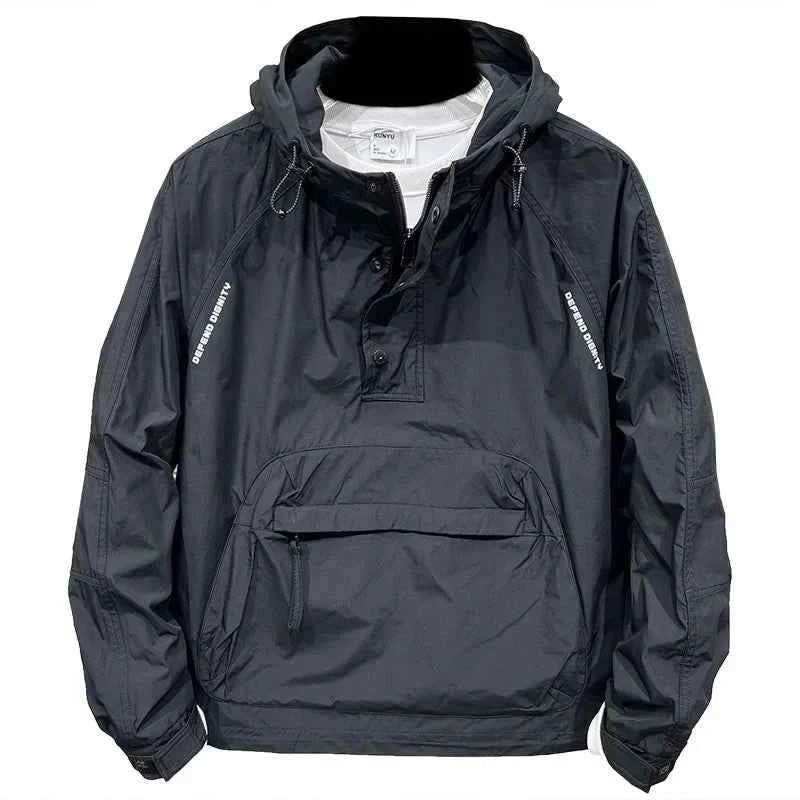 Men’s Casual Hooded Jacket With Zipper And Multi Pockets