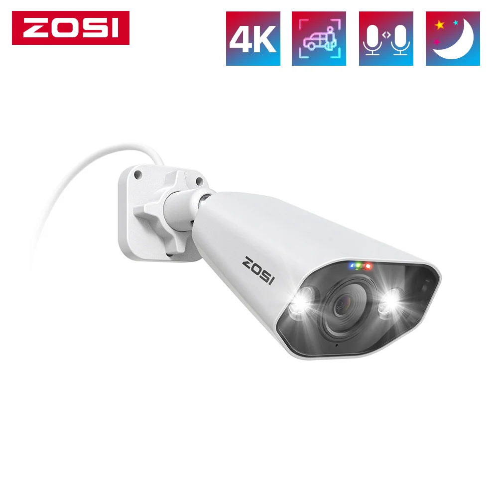 4K PoE IP Security Camera 8MP – Color Night Vision, 2-Way Audio