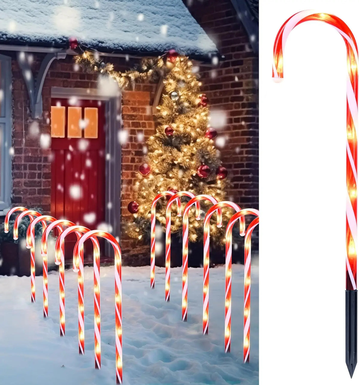 Christmas Candy Cane Pathway Lights Set of 12 Warm White