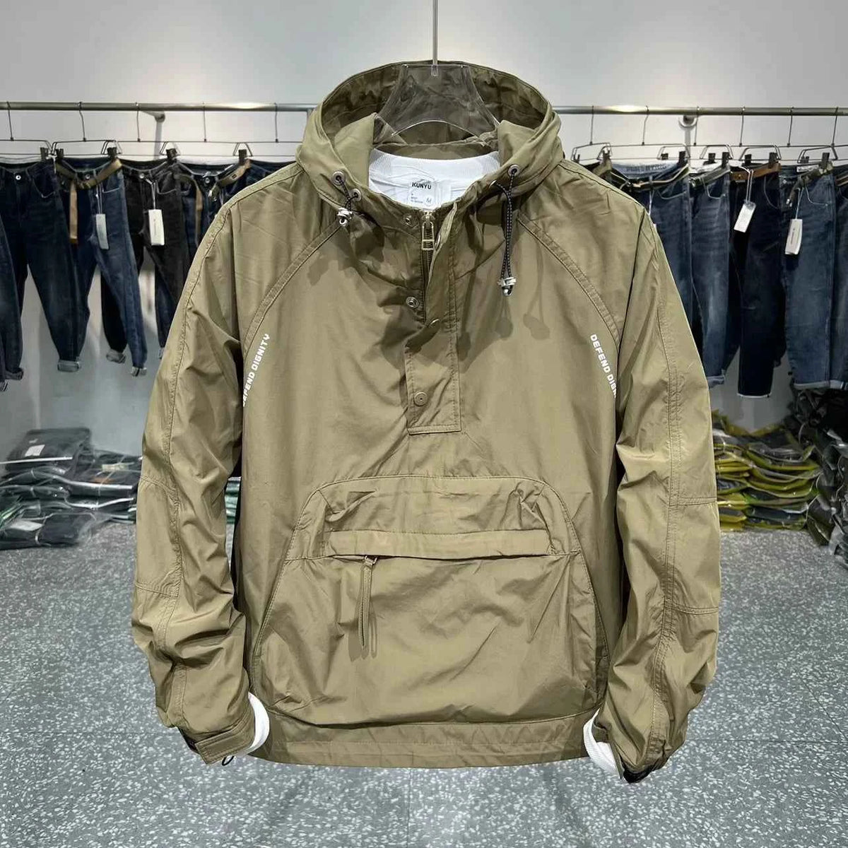 Men’s Casual Hooded Jacket With Zipper And Multi Pockets