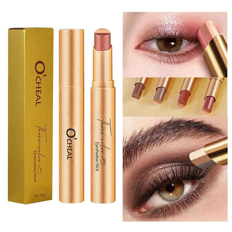 Three-Color Eyeshadow Stick – Waterproof Long-Lasting Glow