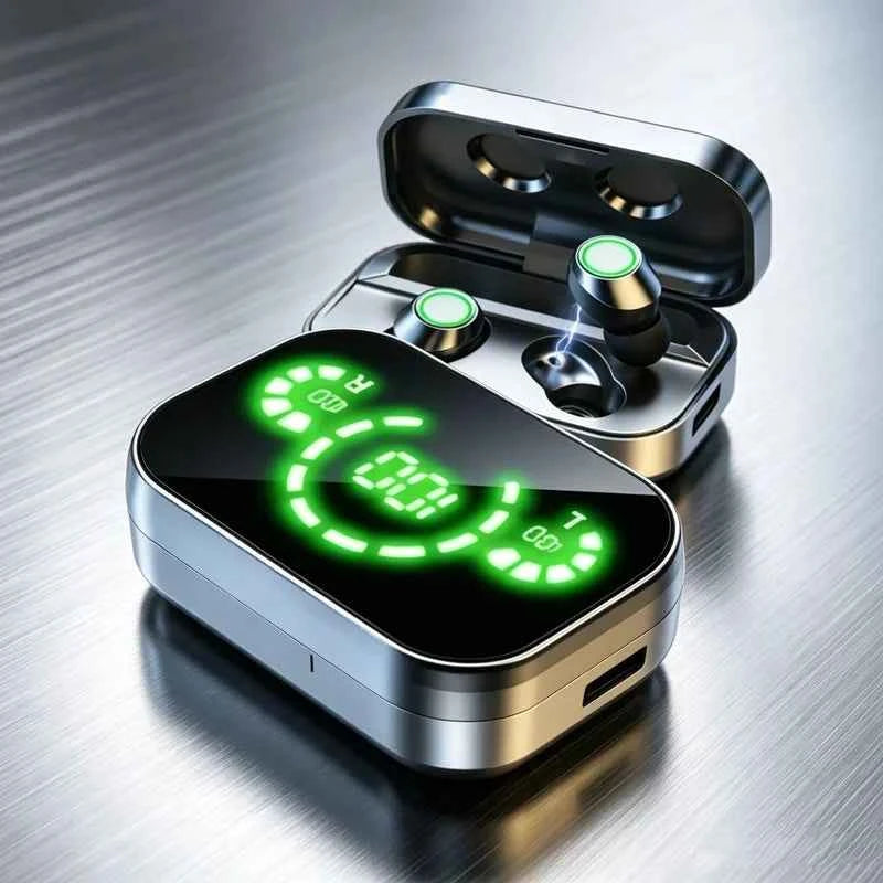 Wireless Bluetooth Earbuds With Mic – LED Display Case