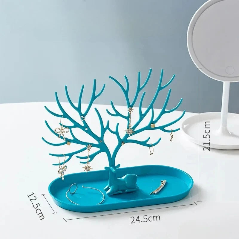 Antler Jewelry Display Stand With Tray Organizer