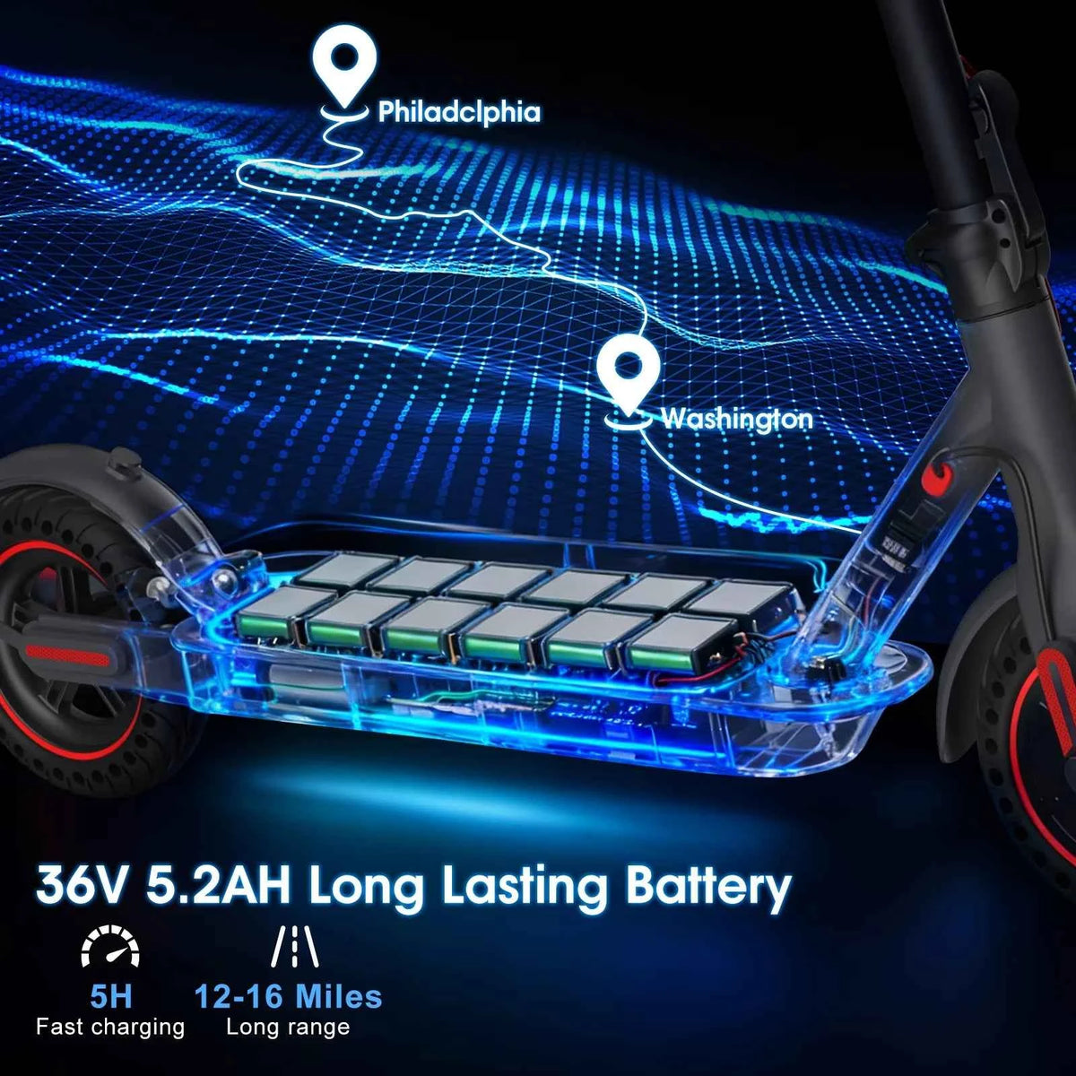 350W Foldable Electric Scooter for Adults with App Control
