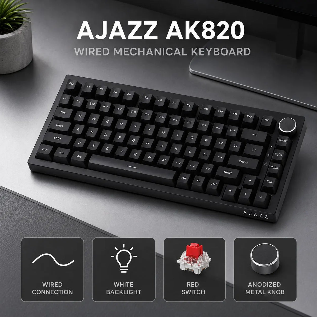 75% Mechanical Gaming Keyboard RGB – PBT Keycaps, Anti-Ghosting