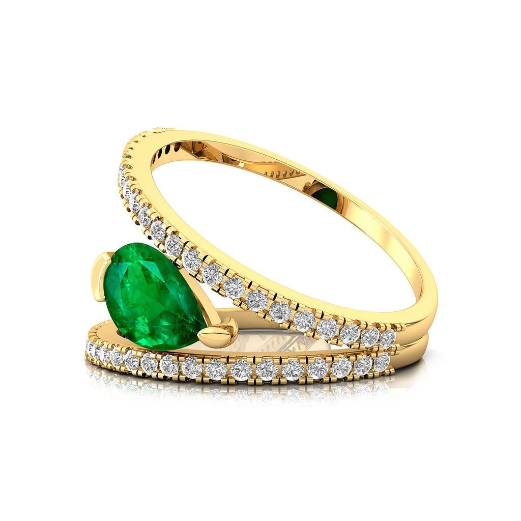 18kt Rose Gold Cocktail Fine Bridal Rings May Birthstone Lab Grown Emerald Gemstone Certified Real Diamonds Rings OEM Jewelry