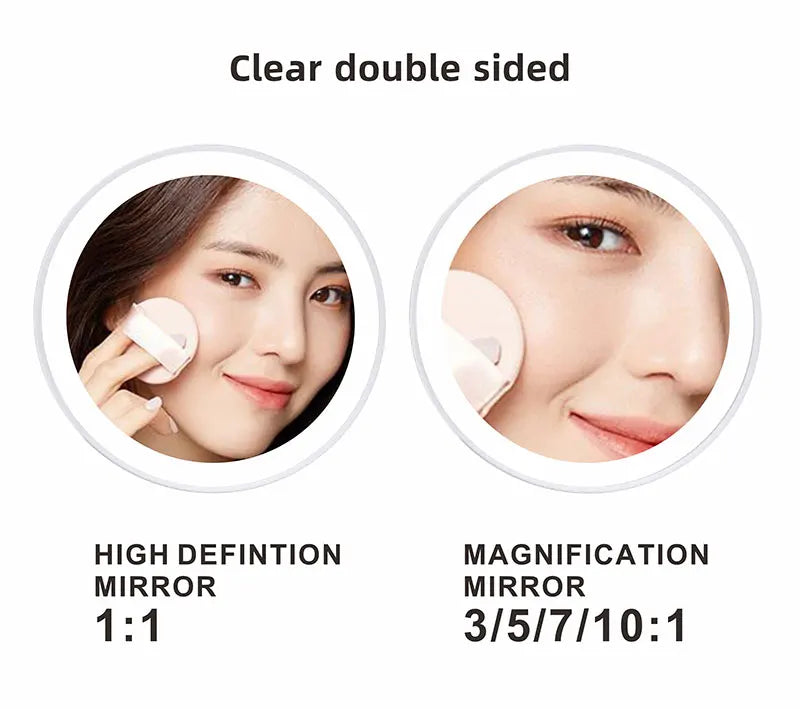 8 Inch Makeup Mirror Gold 3x/5x/7x/10x Magnifying Double Side USB Charging Bathroom 3 Color Light Cosmetic Mirrors