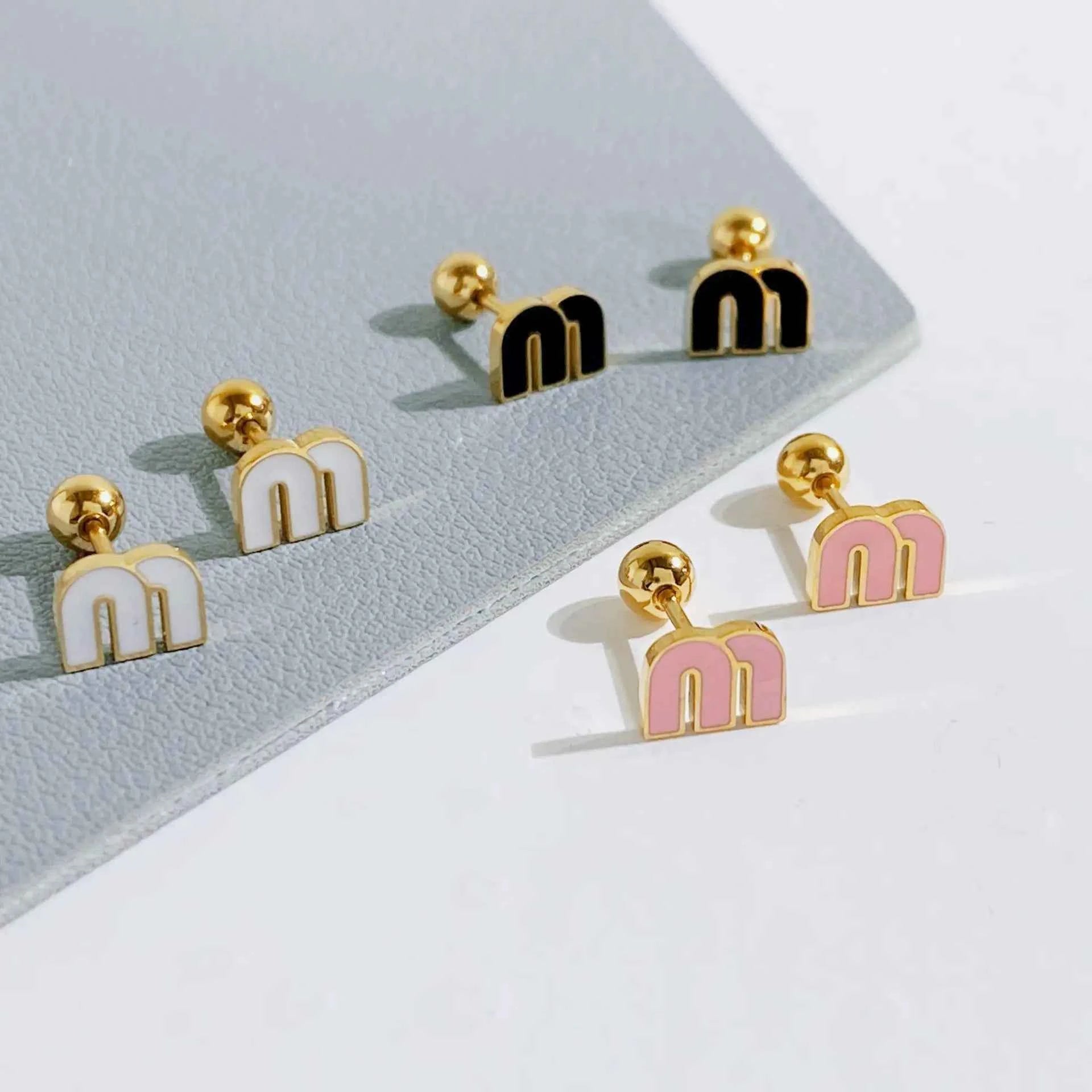 IFYOUOO Stainless Steel Letter M Stud Earrings for Women Fashion Jewelry Delicate Cute Tiny Earrings Gift