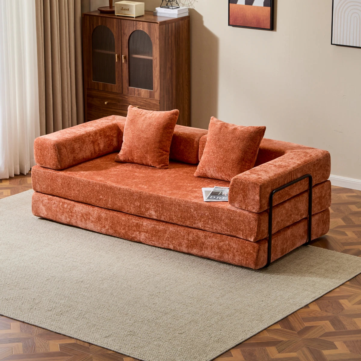 US Warehouse Modular Sofa Foldable Sofa Bed Small Apartment Fast Delivery Lightweight Modern Design