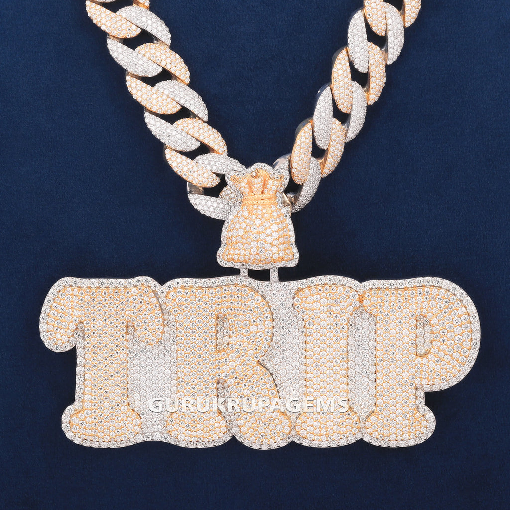High Quality Hand-made Custom Hip Hop Pendant Necklace Iced Out Fashion 925 Silver VVS Moissanite Name Letter Pendant Mens