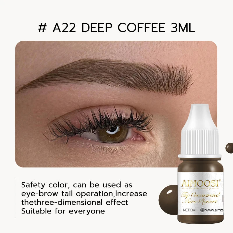 AIMOOSI Professional Microblading Pigment for Nano Brows | REACH Certified Permanent Makeup Tattoo Ink for PMU Artist | 3ml