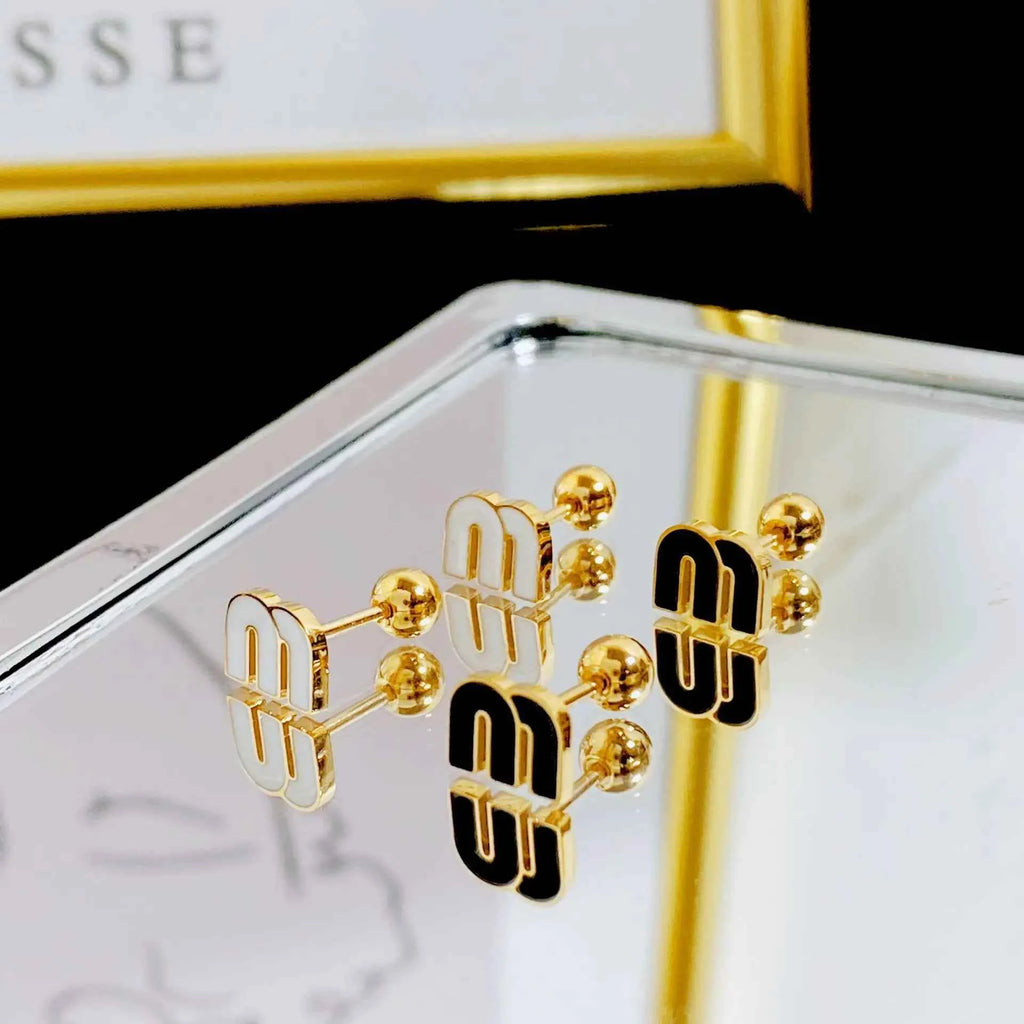 IFYOUOO Stainless Steel Letter M Stud Earrings for Women Fashion Jewelry Delicate Cute Tiny Earrings Gift