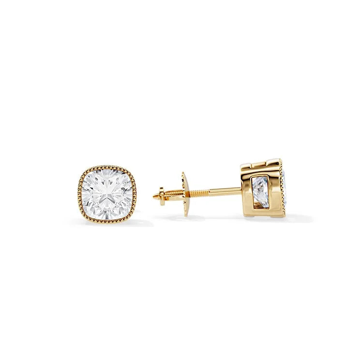 Solitaire Cushion Cut Moissanite Diamond Charm Stud Earring 925 Silver Stud Antique Woman Jewelry Gift For Birthdays