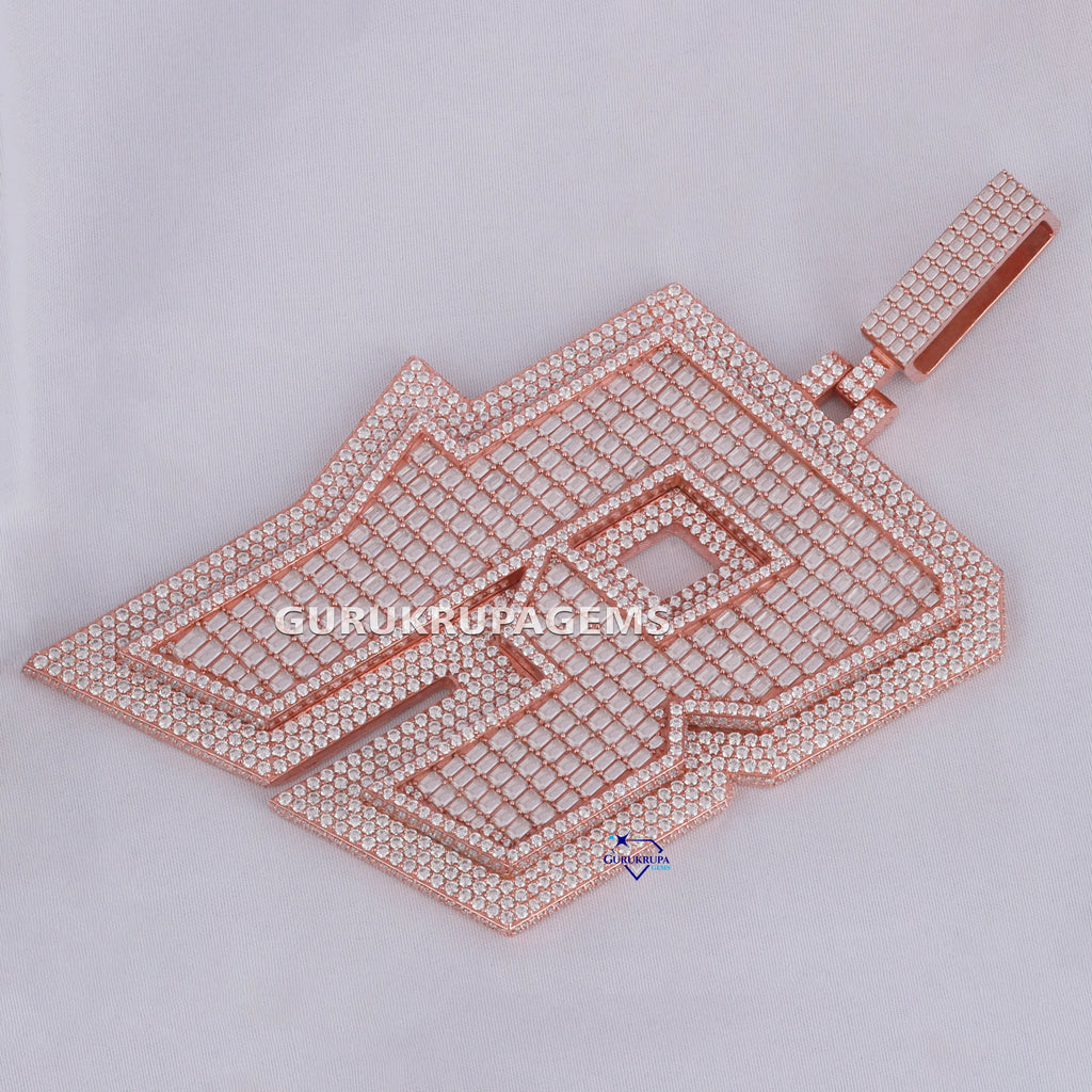 Luxury Alphabet Pendant Crafted 14KT Rose Gold Rhodium Lab Grown Diamond Stylish Party Trending New Arrival Enhanced VVS Clarity