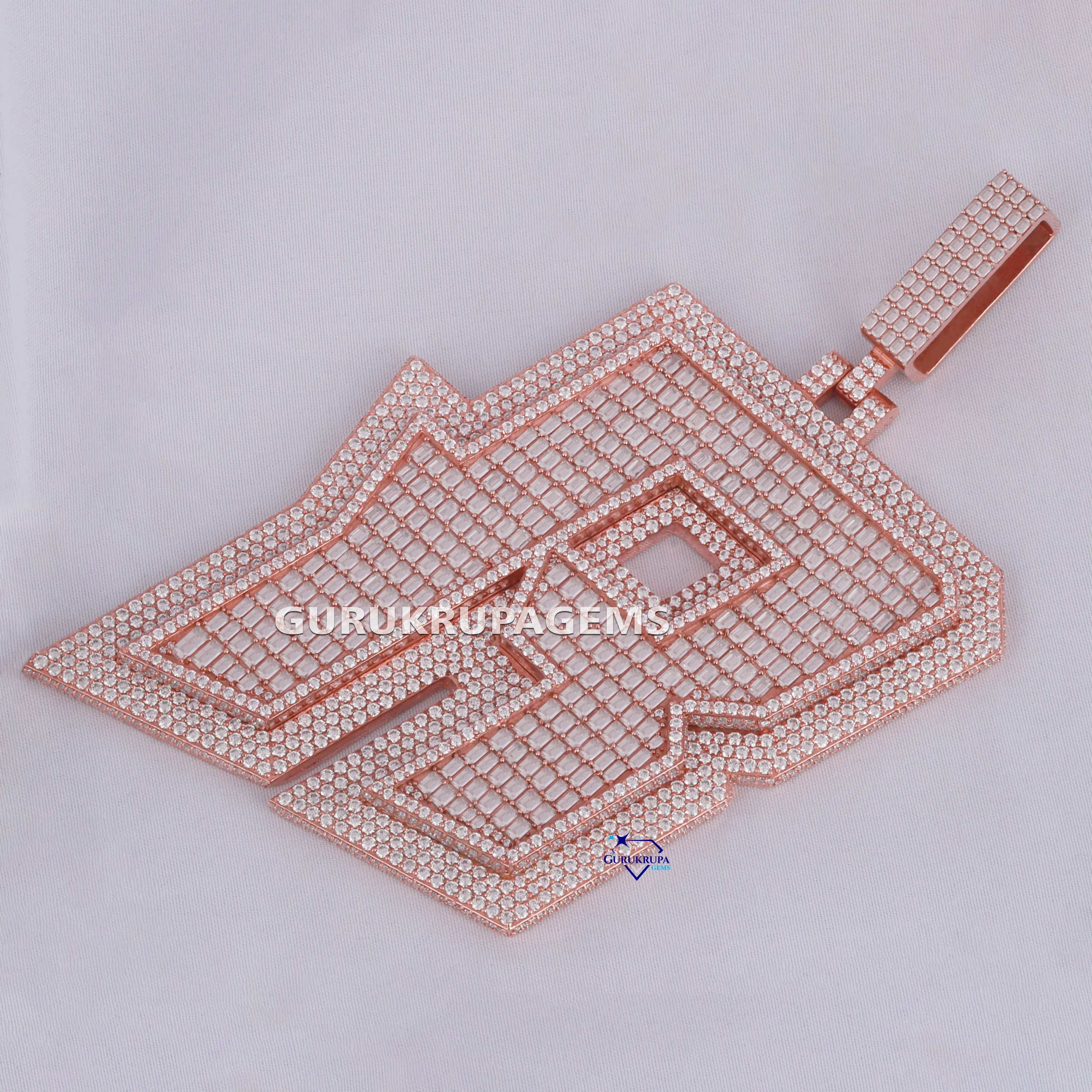 Luxury Alphabet Pendant Crafted 14KT Rose Gold Rhodium Lab Grown Diamond Stylish Party Trending New Arrival Enhanced VVS Clarity