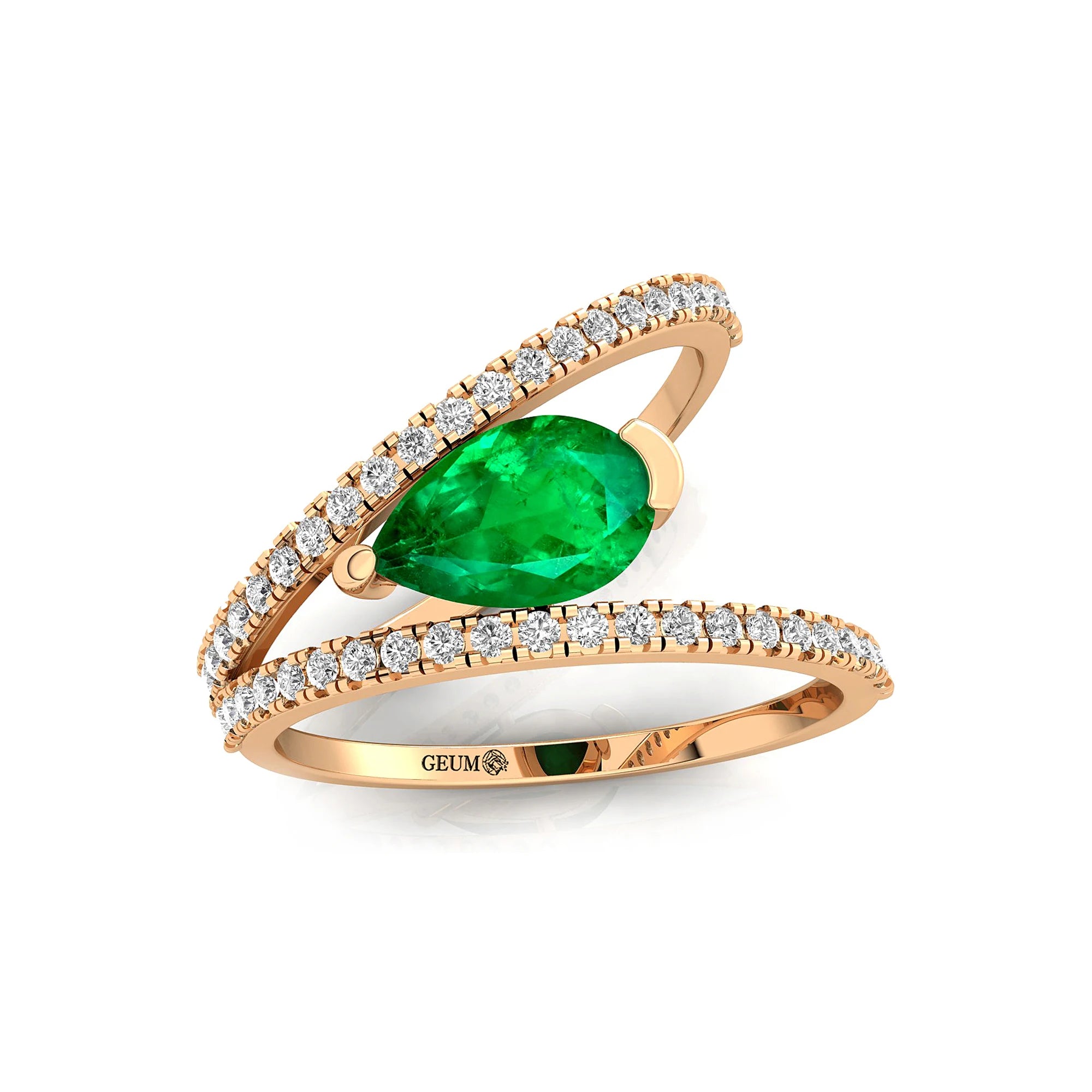 18kt Rose Gold Cocktail Fine Bridal Rings May Birthstone Lab Grown Emerald Gemstone Certified Real Diamonds Rings OEM Jewelry