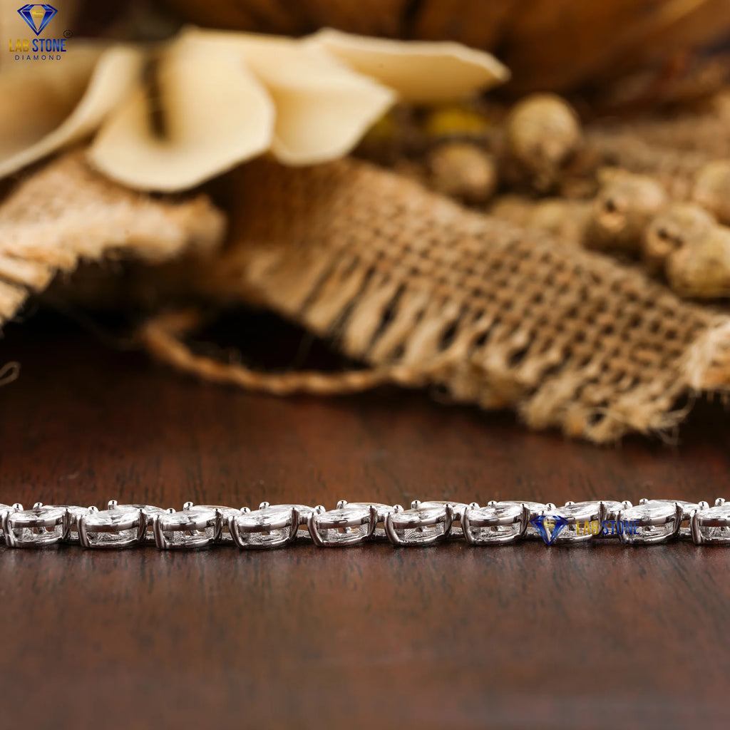4.36 CT Marquise Cut Diamond  Bracelet 18K White Gold  Cvd/HPHT Diamond  Jewelry