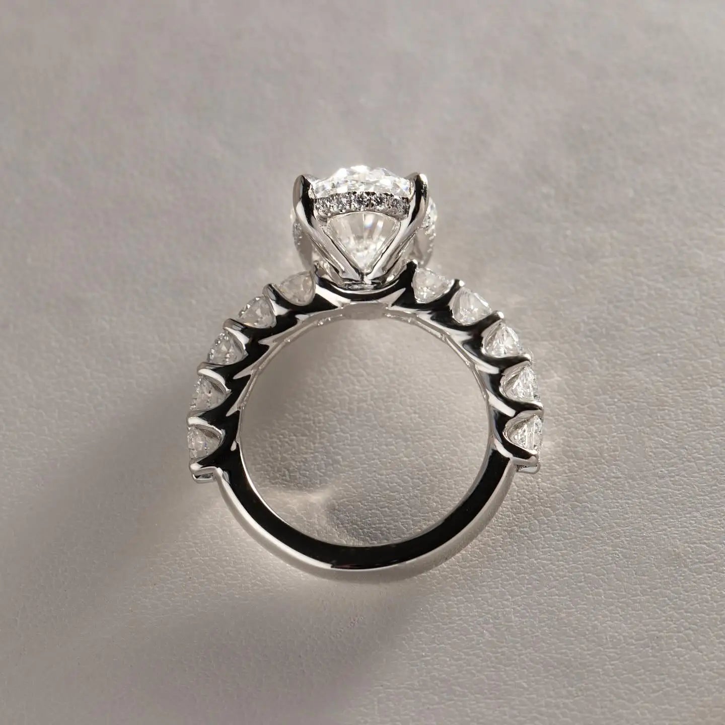 3ct Oval Cut Moissanite Engagement Ring Side Stone Pave Band Gold or Silver Bridal Wedding Ring| Minimalist Bridal  Fine Jewelry