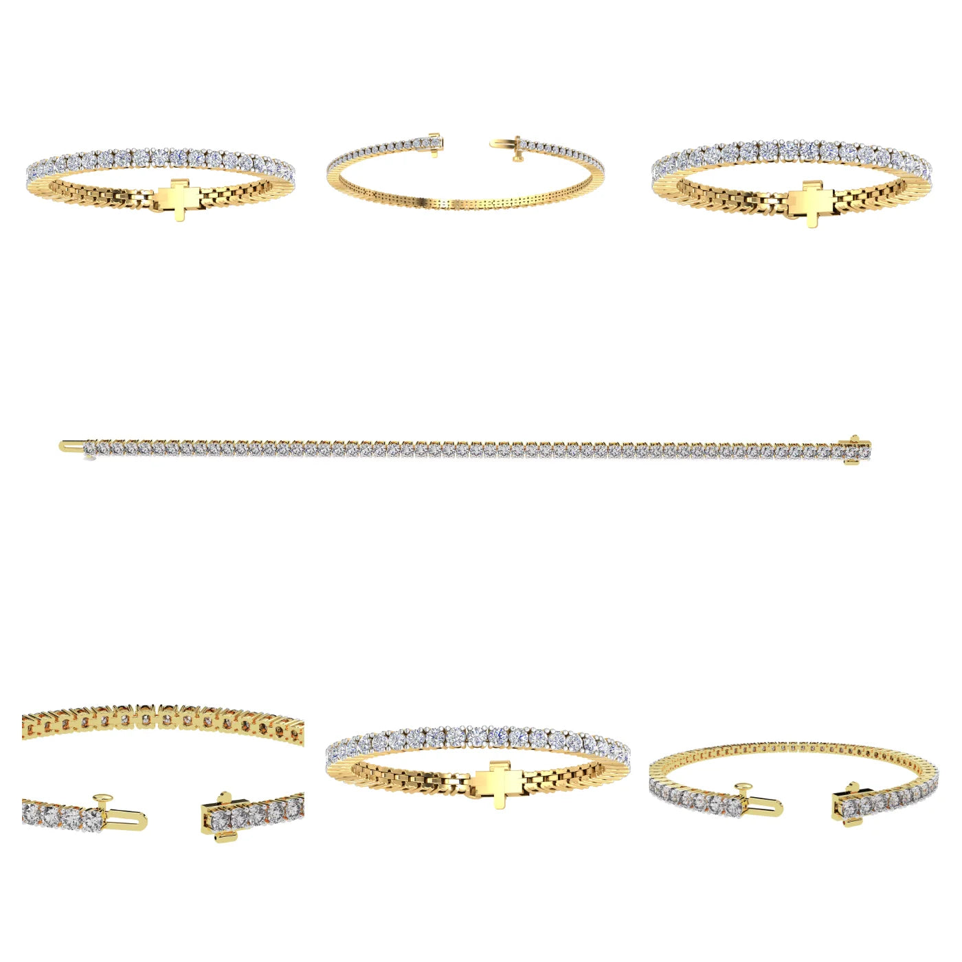 Trendy VS Clarity Lab Grown 7.51 Ct Diamond Bracelet for Women 10K Gold Classic Bangles with EF Color