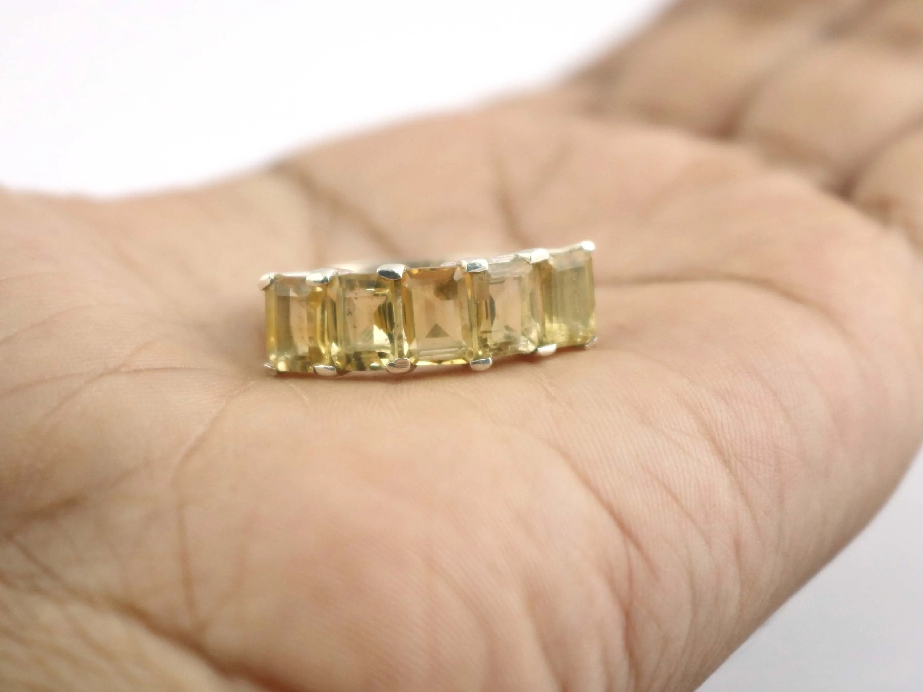 Natural Citrine Octagon Prong Set 925 Sterling Silver Handmade Chunky November Birthstone Ring