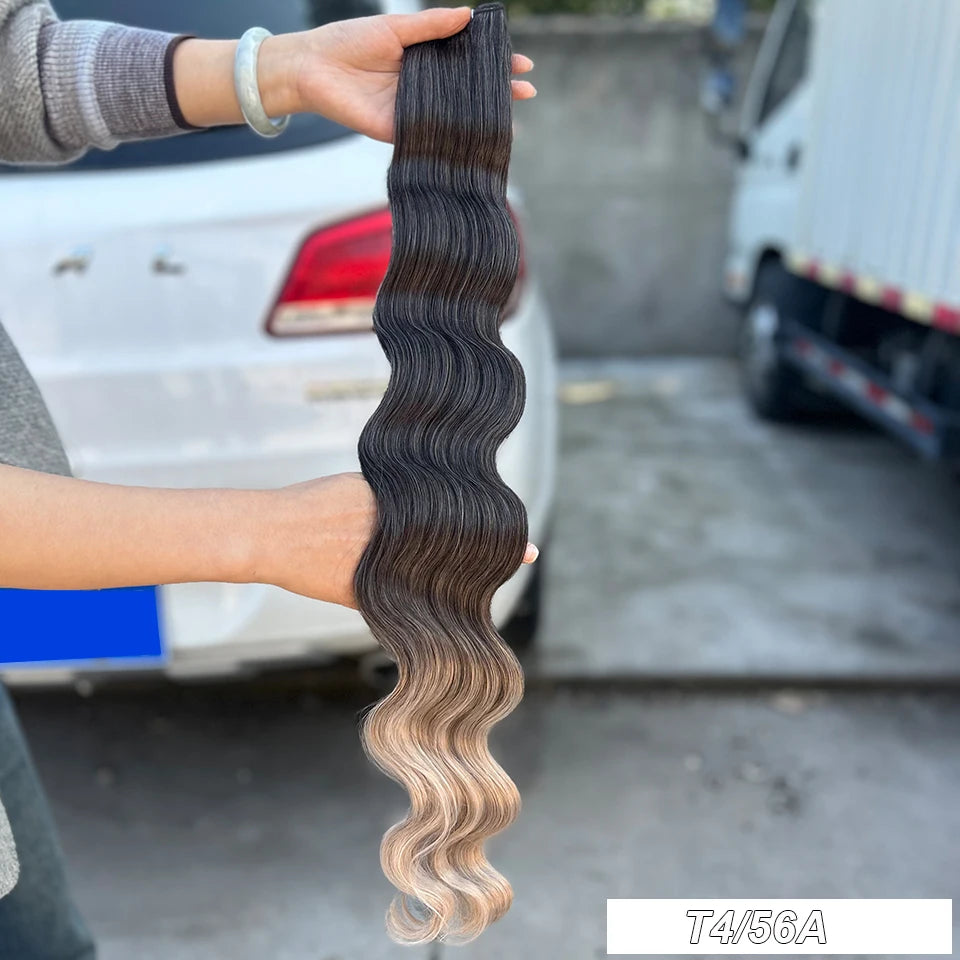 Magicae 30Inches 200G Piano Blonde SP12/16/613 Ombre Brown 6# Body Wave Bundles High Temperature Synthetic Hair Extensions