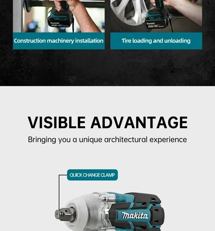 Makita DTW285 high torque impact wrench, wireless rechargeable handheld wrench, 18V lithium battery multifunctional tool