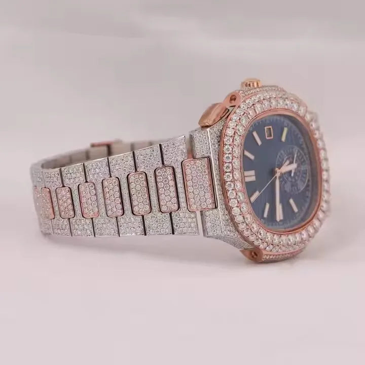 Fancy Vvs1 Men's  Hip Hop Bust Down Iced Out Moissanite Watch Best selling Wholesale Price and Free Shipping Luxury Watch