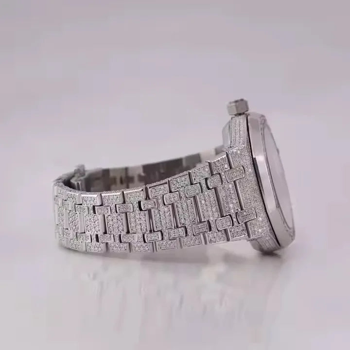 Fancy Vvs1 Men's  Hip Hop Bust Down Iced Out Moissanite Watch Best selling Wholesale Price and Free Shipping Luxury Watch