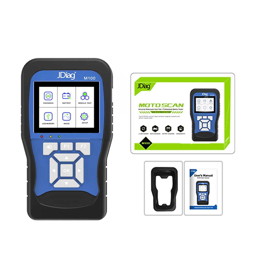 JDiag M100 Standard Version Diagnostic Scanner for Motorcycles Battery Tester with Cables for Various Brands