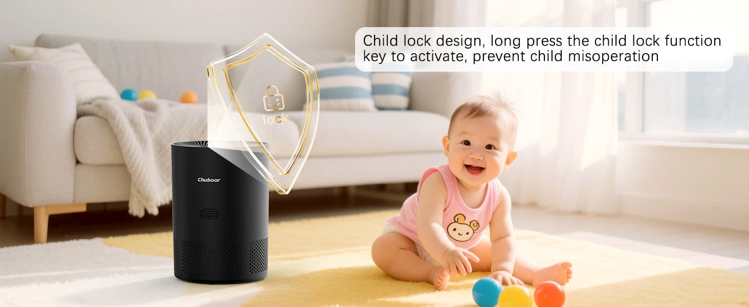 Chuboor Air Purifiers for Home H13 True HEPA for Bedroom Room kitchen washroom for Smoke and Dust Pollen Odors PM2.5 Detection