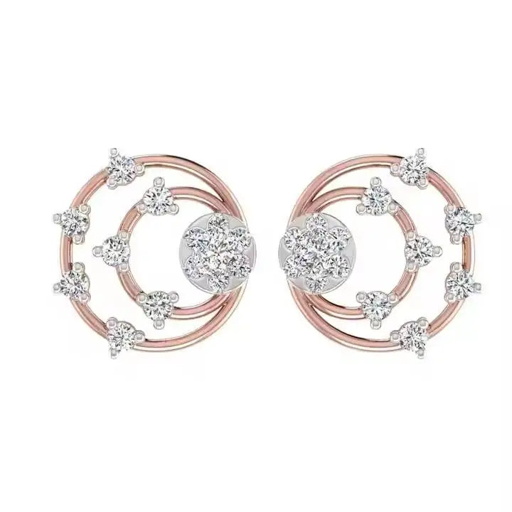 Luxira Customized Rose Gold Lab Grown Diamond Earrings Rhodium Plated IGI Certified Classic Style Anniversary Engagement Gift