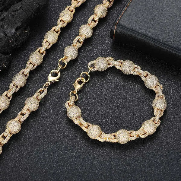 10.5mm Ball Chain Moissanite S925 For Women Men Iced Out Chain Hip Hop Jewelry Pass Diamonds Tester With GRA Free Shipping