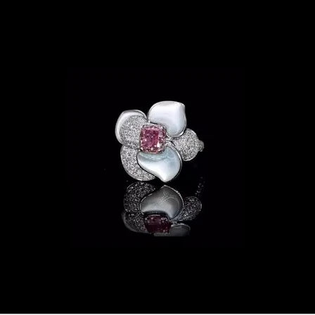Pink Cushion Cut Original Moissanite Cluster Flowers Ring 925 Sterling Silver Engagement Wedding Gift Charm Jewelry