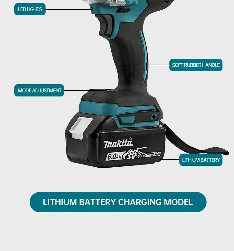 Makita DTW285 high torque impact wrench, wireless rechargeable handheld wrench, 18V lithium battery multifunctional tool