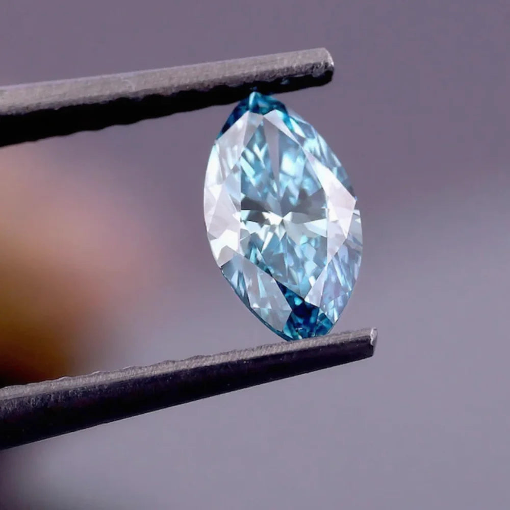 3ct Fancy Vivid Blue Marquise Shape CVD/HPHT Lab Grown Diamond VS Clarity IGI Certified Excellent Cut 10 Moh's Loose Diamond