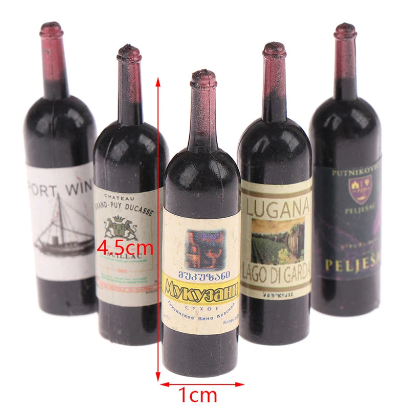 10Pcs/Lot 1/12 Dollhouse Miniature Mini Simulation Wine Bottle Accessories Decor Furniture Model Toys Children Gifts