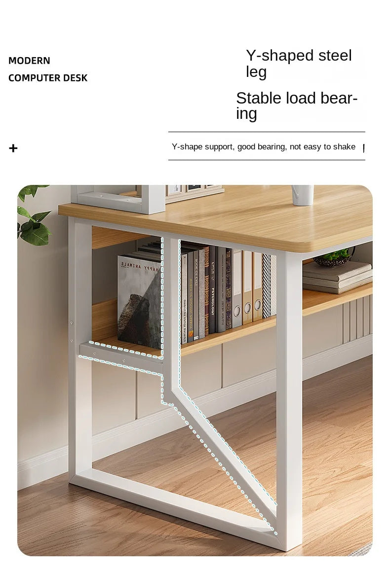 Computer Study Desk With Storage Bookshelf Office Workstation Organizer Desk for Home Students Professionals Length 100/120cm