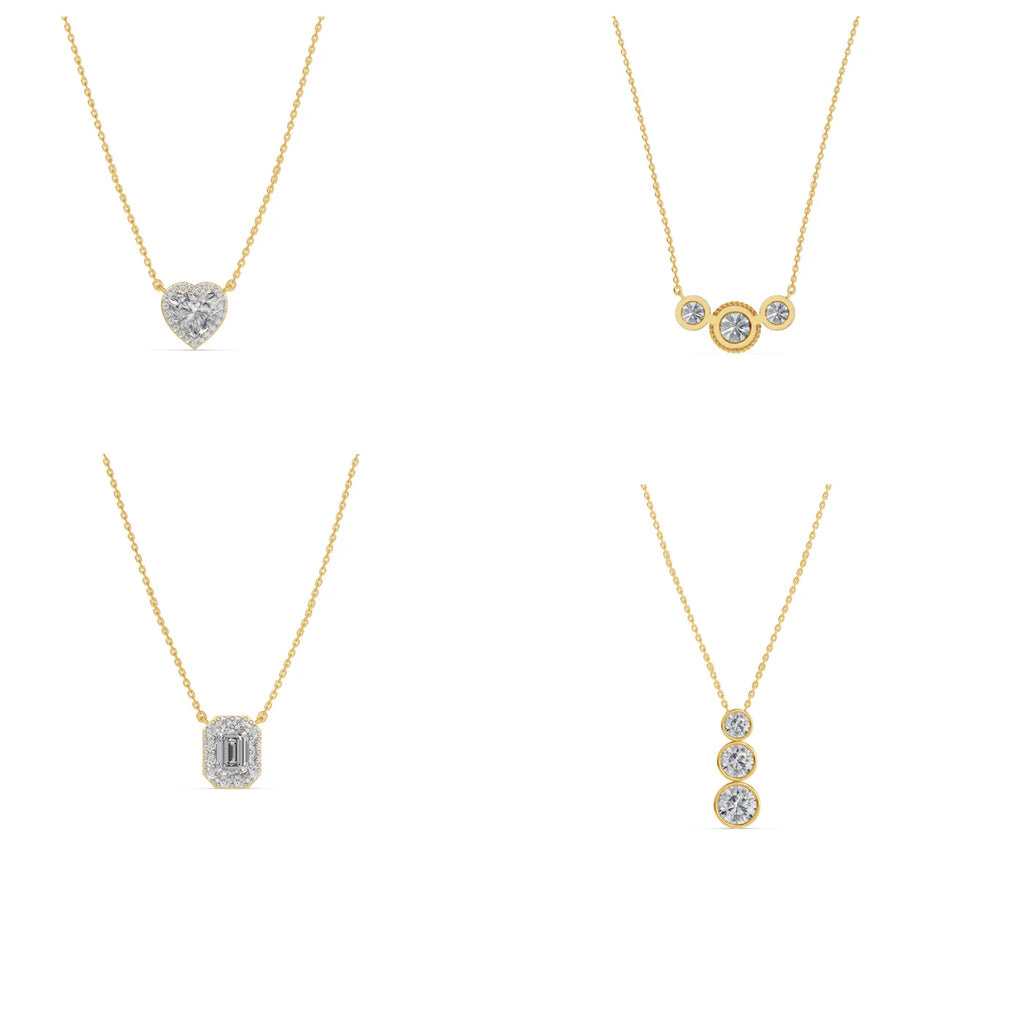 High Quality 2cts Lab Grown Diamond Necklace for Women 10k Yellow White Gold EF Clarity Cable Chain Fine Chains Necklaces