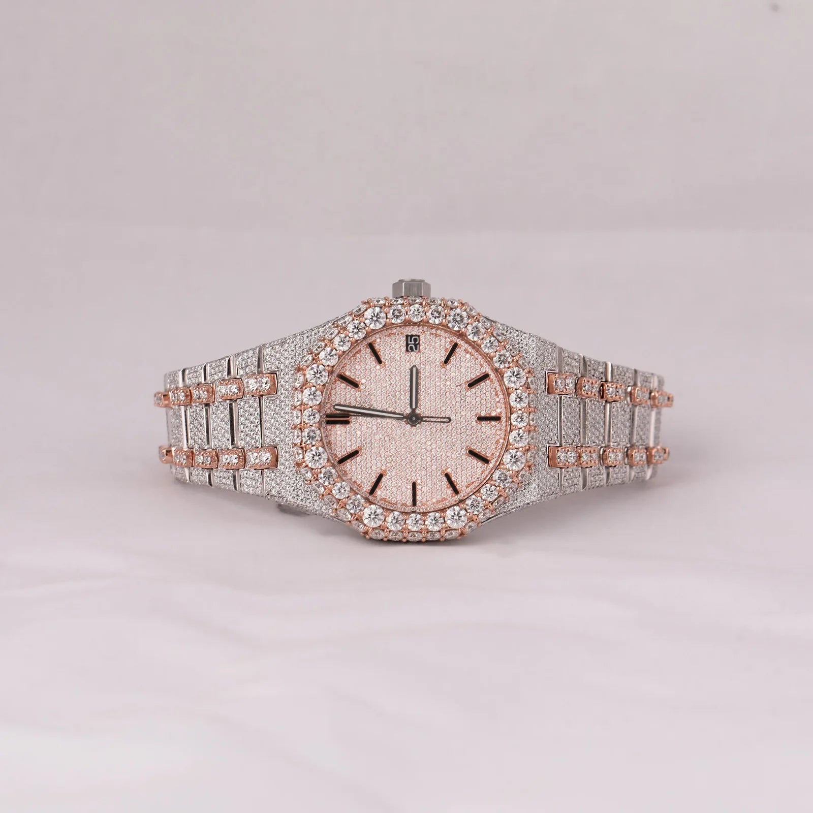 Men's Hip Hop VVS1 Moissanite Watch Fancy Bust Iced Stainless Steel Band Quartz Movement Bestselling Luxury Watch Free Shipping