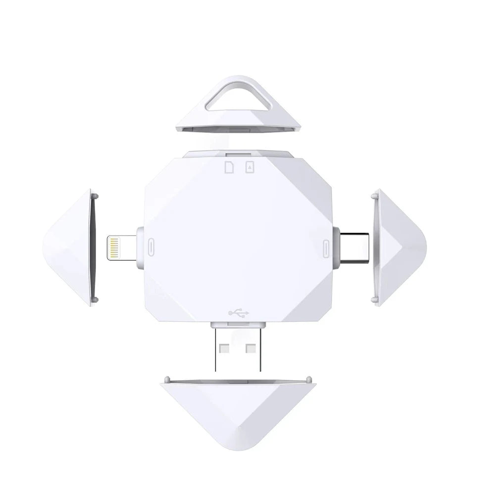 For 4-in-1 External Card Reader with USB and USB-C for Interfaces Supports SD and TF Cards