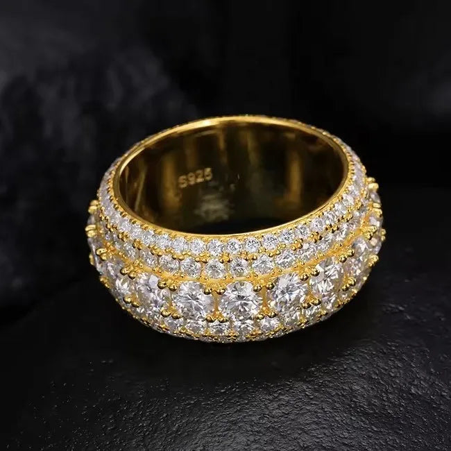 Fully Iced VVS Moissanite Sterling Silver Ring IGI Certified Gold Hip Hop Unisex Custom Star Championship Brilliant Cut Prong