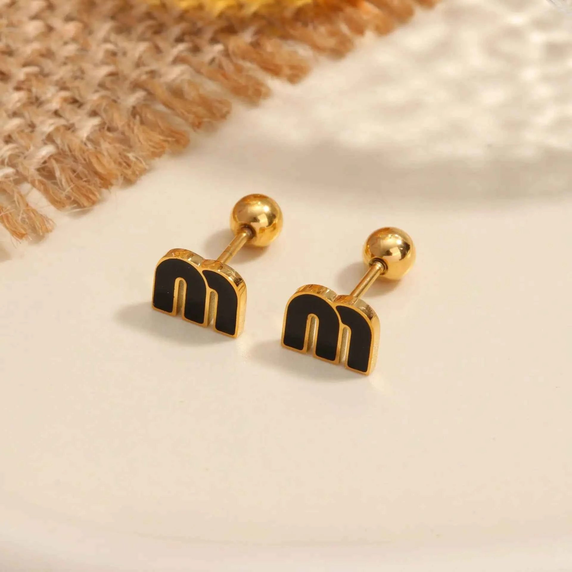 IFYOUOO Stainless Steel Letter M Stud Earrings for Women Fashion Jewelry Delicate Cute Tiny Earrings Gift