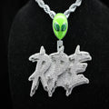 Custom Alien Bail Pendant Iced Out "RPE" Pendant Green Alien Head Bail Hip Hop Jewelry Rapper Statement Bling Phoenix Enterprise