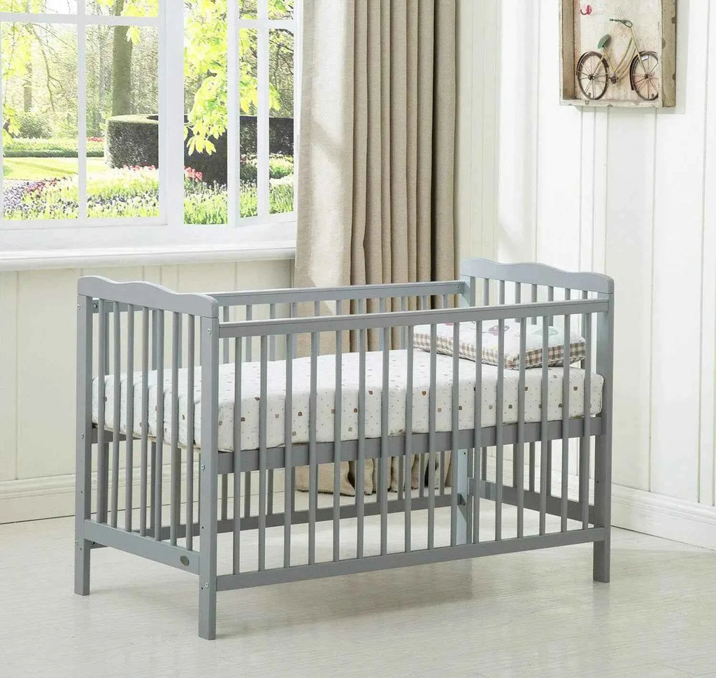 mcc direct Brooklyn Baby Cot Crib with Water Repellent Mattress & Wheeled Drawer & Safety Wooden Barrier - 125 X 85 X 66 CM