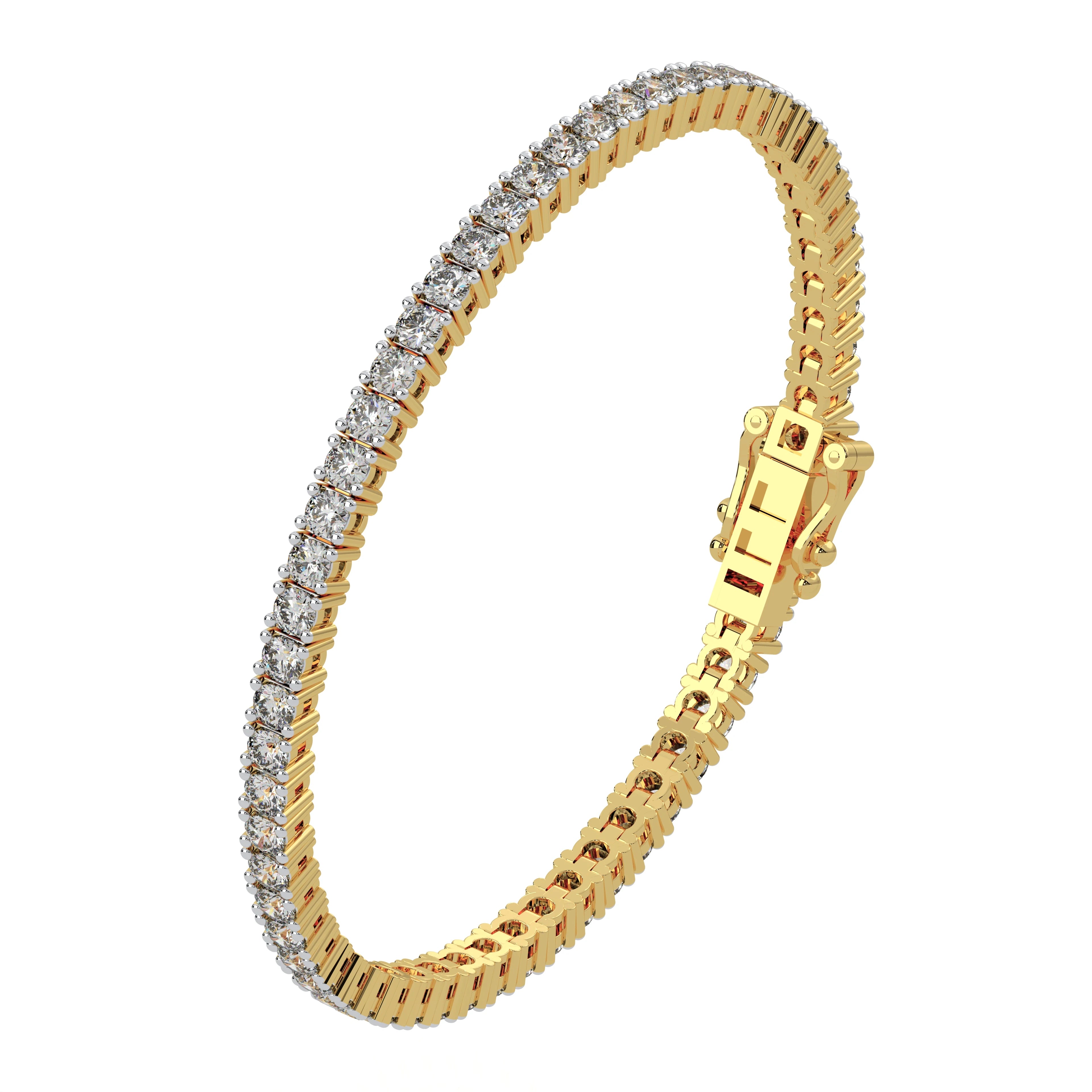 Women's 4.78Ct VS Clarity E Color Lab Grown Brilliant Cut Diamond Tennis Bracelet 14K Solid Gold IGI Certified Bangles for Gifts