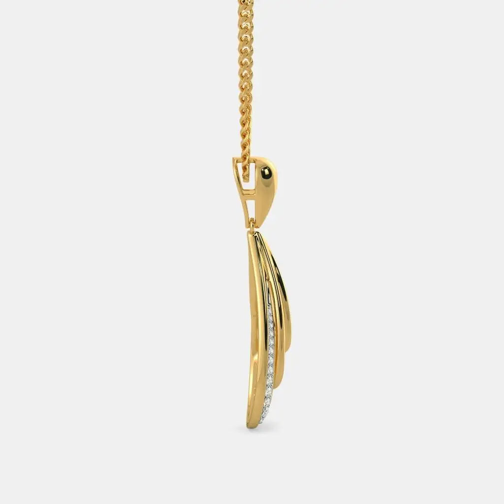18Kt Yellow Gold Stainless Steel Pendant 0.1730 Ct Diamonds 2.764 Gram Fashion Necklace for Engagement Religious Style Strand