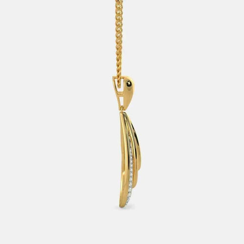 18Kt Yellow Gold Stainless Steel Pendant 0.1730 Ct Diamonds 2.764 Gram Fashion Necklace for Engagement Religious Style Strand