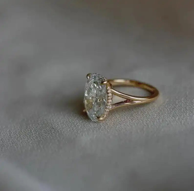 2.11CT Oval Cut Lab Grown Diamond Proposal Ring 14K Solid Gold Promise Engagement Wedding Fine Jewelry Gift for Her