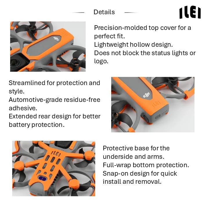 DJI Avata 360 Lightweight Full Protection Kit No Vision Blocking, No Panoramic Interference, Super Snug Fit, ABS 360° Armor